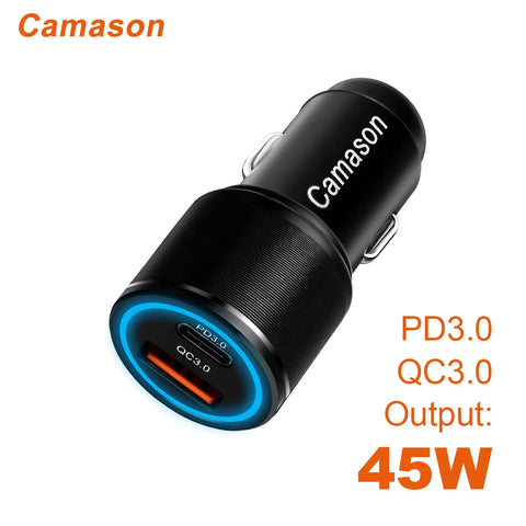 Camason 45W Car Quick Charger USB Type C Charge For iphone Xiaomi Huawei phone PD QC 3.0 24V/12V Fast Charging Adapter products