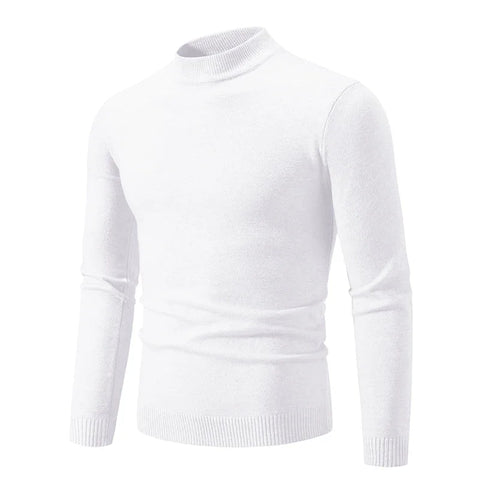 New Sweatwear Men's Half Neck Basic Solid Color Sweaters Round Neck Elastic Pullovers Warm Autumn Knitted Oversized Sweater Men