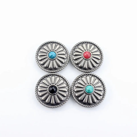 5PCS Vintage Silver Metal Decorative Buckle DIY Leathercraft Screw Fastening Belt Conchos Button Handmade Sewing Accessories