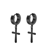 1 Pairs Punk Stainless Steel Stud Earrings Black Earrings Set For Men Women Vintage Hip Hop Piercing Ear Jewelry Accessories
