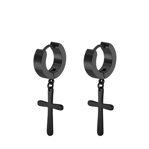 1 Pairs Punk Stainless Steel Stud Earrings Black Earrings Set For Men Women Vintage Hip Hop Piercing Ear Jewelry Accessories