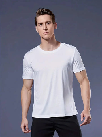 Crew T-Shirt10Pcs White Ultralight Men Quick Dry Breathable Sweat Shirt for Fitness Gym Running Light Plaid Quick Dry Short Slee