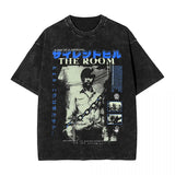 Streetwear Hip Hop Vintage T-Shirts Silent Hill Washed Cotton T Shirt Horror Movie Game Tees Men Women Harajuku Printed Tops