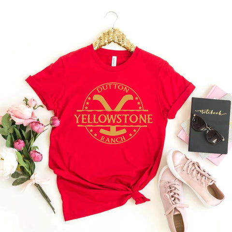 Retro Yellowstone T-shirt Yellowstone Dutton Ranch Shirt Rip Wheeler Unisex Short Sleeve Tees Vintage Tv Show Inspired Fans Tops
