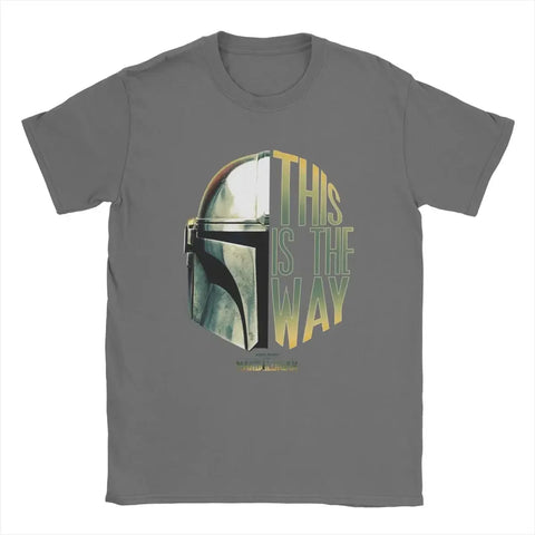 This Is The Way Helmet Men T-Shirt The Mandalorian Print Pattern Oversize Vintage Tee Hip Hop T-Shirt Cotton Casual Top Clothing