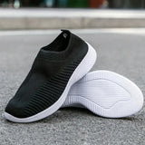 Women's Solid Color Sneakers Breathable Mesh Woven Outdoor Lightweight Low Top Walking Running Sports Socks Shoes