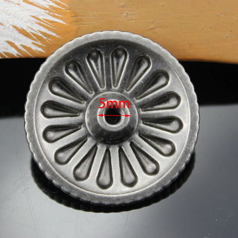 5PCS Vintage Silver Metal Decorative Buckle DIY Leathercraft Screw Fastening Belt Conchos Button Handmade Sewing Accessories