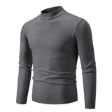 New Sweatwear Men's Half Neck Basic Solid Color Sweaters Round Neck Elastic Pullovers Warm Autumn Knitted Oversized Sweater Men