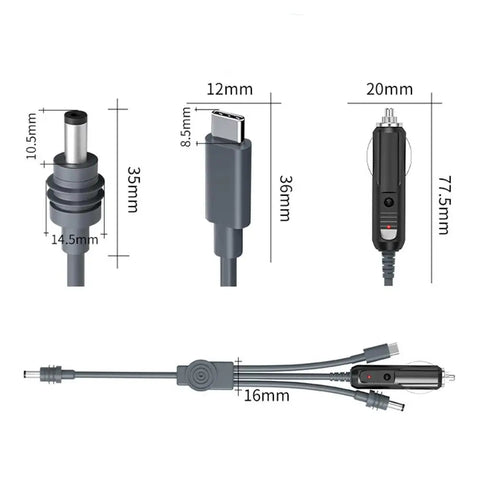 For Starlink Mini 3in1 DC To TypeC/DC/car Charging Power Cable IP65 Waterproof 3in1 To Typec  2464-20AWG Cable For Starlink Mini