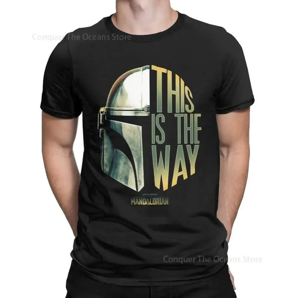 This Is The Way Helmet Men T-Shirt The Mandalorian Print Pattern Oversize Vintage Tee Hip Hop T-Shirt Cotton Casual Top Clothing