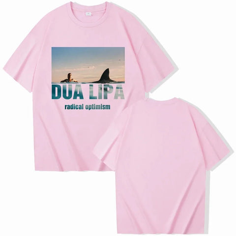 Dua Radical Optimistic Lipa Vintage Print Loose Comfortable T-shirt O Collar Trend Short-sleeved T-shirt Fans Gift Everyday Wear