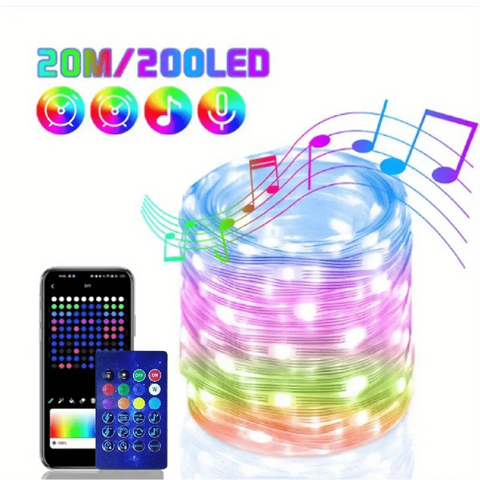 LED String Light Bluetooth Fairy Light USB 5V 20m 10m 5m Dreamcolor Music Sync Party Garland Decor