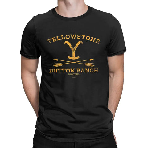 Vintage Yellow Stones T-Shirt Men Dutton Ranch Arrows Crewneck Cotton T Shirt US TV Shows Short Sleeve Tee Plus Size Merchandise
