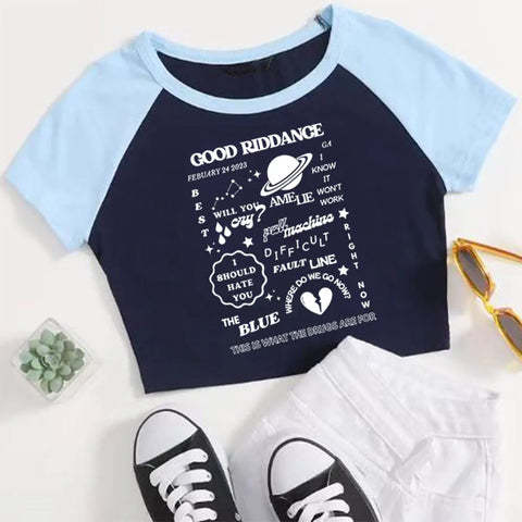 Gracie Abrams T Shirts Streetwear Good Riddance Tracklist Merch Vintage Graphic Tee Crop Shirt Short Tees Tops Male and Female
