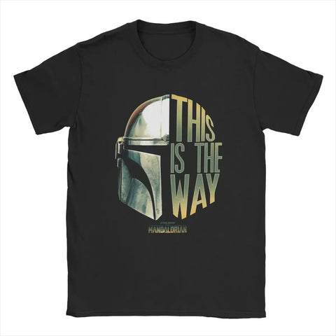 This Is The Way Helmet Men T-Shirt The Mandalorian Print Pattern Oversize Vintage Tee Hip Hop T-Shirt Cotton Casual Top Clothing