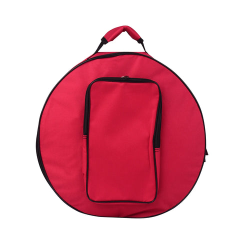 Compact Snare Drum Bag Backpack Case with Shoulder Strap Outside Pockets Musical Instrument Accessory Red