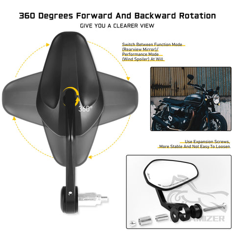 7/8" or 1" Motorcycle Motorbike Scooters Rear View Side Mirror Handle Bar End Mirrors For Yamaha Kawasaki Motorcycle Parts