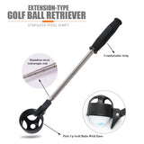 Extension-type Golf Ball Retriever Stainless Steel Shaft Telescopic Rod Golf Outdoor Sport Accessory Portable Pick Up Tool