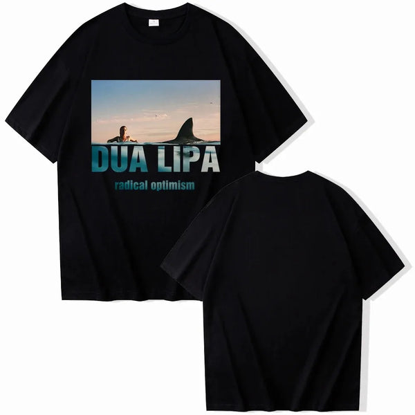 Dua Radical Optimistic Lipa Vintage Print Loose Comfortable T-shirt O Collar Trend Short-sleeved T-shirt Fans Gift Everyday Wear