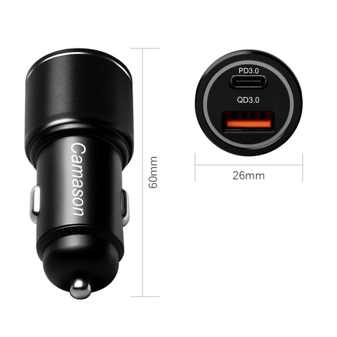 Camason 45W Car Quick Charger USB Type C Charge For iphone Xiaomi Huawei phone PD QC 3.0 24V/12V Fast Charging Adapter products