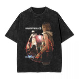 Streetwear Hip Hop Vintage T-Shirts Silent Hill Washed Cotton T Shirt Horror Movie Game Tees Men Women Harajuku Printed Tops