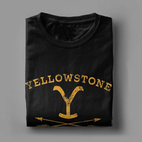 Vintage Yellow Stones T-Shirt Men Dutton Ranch Arrows Crewneck Cotton T Shirt US TV Shows Short Sleeve Tee Plus Size Merchandise