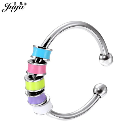 Stainless Steel Rings Fidget Anxiety Rings For Women Adjustable Open Rings With Colorful Enamel Beads Nickel-free Dainty Jewelry