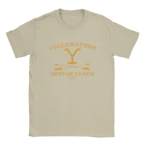Vintage Yellow Stones T-Shirt Men Dutton Ranch Arrows Crewneck Cotton T Shirt US TV Shows Short Sleeve Tee Plus Size Merchandise