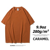 9.9oz 280gsm High Qualtity Oversized Heavy T-shirt for Men Short Sleeve Tee Cotton Solid Color Trend Leisure Green White Black
