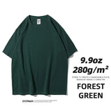 9.9oz 280gsm High Qualtity Oversized Heavy T-shirt for Men Short Sleeve Tee Cotton Solid Color Trend Leisure Green White Black