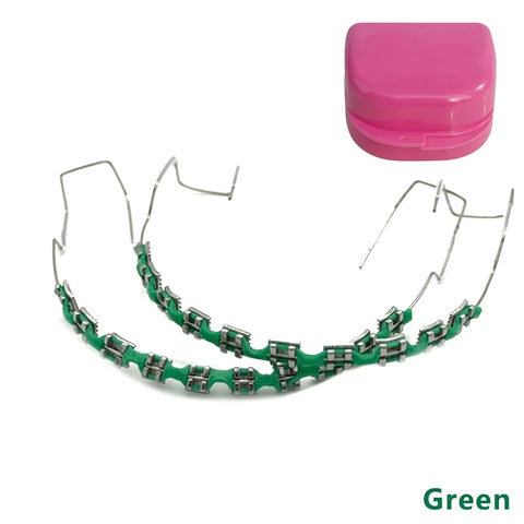 1 Pair Dental Fake Braces Temporary Tooth Decoration With Hook With Metal Wires Colorful Metal Bracket Ligature Ties Dental Tool