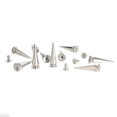 100sets Cone Zinc Alloy Spikes Studs Leathercraft Rivets Bullet Punk Spike for Clothes Bags Belt Pet Collars Tower Type 10x29mm