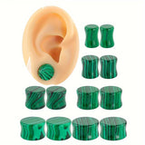 2pcs Stylish Vintage Synthetic Malachite Stone Ear Gauges Plugs & Tunnels Expander Stretchers Body Piercing Jewelry Size 6-16mm
