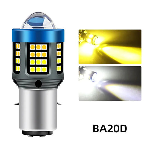 1pc H4 BA20D H6 LED Motorcycle Headlight CSP Dual Color White Yellow Hi Lo Beam Lens Fog Lamp for Motobike Scooter Running Light