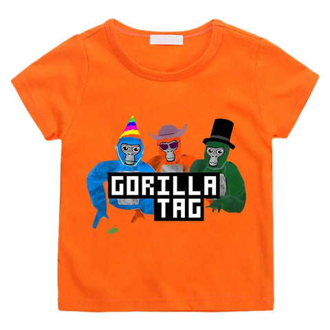 New Game Gorilla Tag T Shirt Kids 2024 Summer Cartoon Monke Clothes Toddler Girls Cotton T-shirtTeenager Boys Short Sleeve Tops