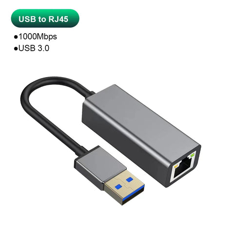 USB Type C Ethernet Adapter 1000Mbps USB 3.0 RJ45 Network Card  For MacBook PC Windows XP 7 8 10 Android USB Lan Internet Cable