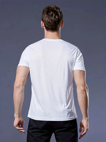 Crew T-Shirt10Pcs White Ultralight Men Quick Dry Breathable Sweat Shirt for Fitness Gym Running Light Plaid Quick Dry Short Slee