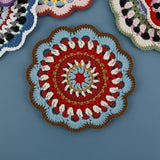 Bohemian Handmade Woven Colorful Coasters Yarn Crochet Artistic Decorative Home Accessories Round Mats Finished Products