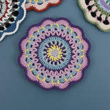 Bohemian Handmade Woven Colorful Coasters Yarn Crochet Artistic Decorative Home Accessories Round Mats Finished Products