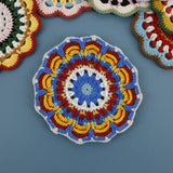 Bohemian Handmade Woven Colorful Coasters Yarn Crochet Artistic Decorative Home Accessories Round Mats Finished Products