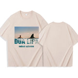 Dua Radical Optimistic Lipa Vintage Print Loose Comfortable T-shirt O Collar Trend Short-sleeved T-shirt Fans Gift Everyday Wear