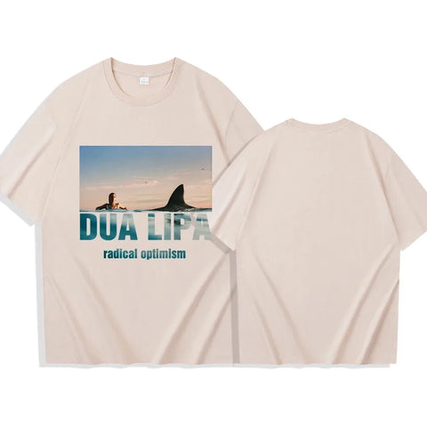 Dua Radical Optimistic Lipa Vintage Print Loose Comfortable T-shirt O Collar Trend Short-sleeved T-shirt Fans Gift Everyday Wear