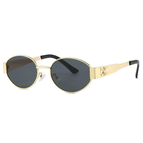 Classic Vintage Oval Sunglasses Women For Men Luxury Brand Designer Metal Sun Glasses Hip Hop Popular Punk Outdoor Shades UV400
