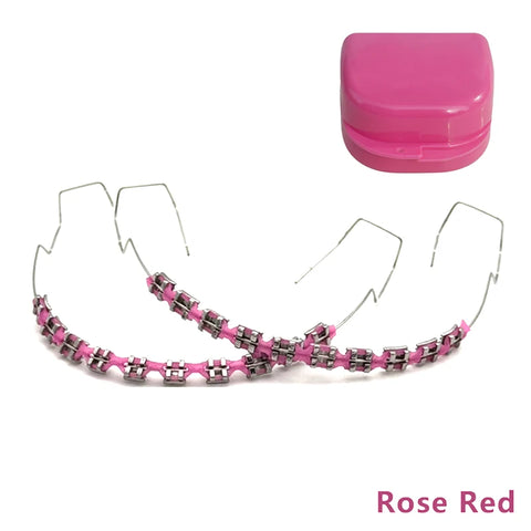 1 Pair Dental Fake Braces Temporary Tooth Decoration With Hook With Metal Wires Colorful Metal Bracket Ligature Ties Dental Tool