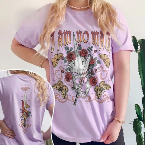 Vintage I Am No Man Cotton Printed Unisex T Shirts High Street Pure Cplor Short Sleeve O Neck Women T Shirt Loose Top Streetwear