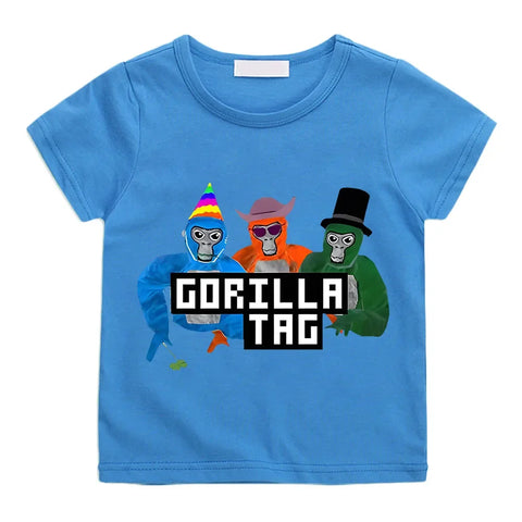 New Game Gorilla Tag T Shirt Kids 2024 Summer Cartoon Monke Clothes Toddler Girls Cotton T-shirtTeenager Boys Short Sleeve Tops