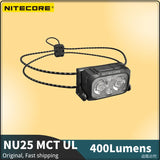 NITECORE NU25 MCT UL USB-C rechargeable Headlamp 400Lumens Max throw of 132 meters Beam color White Light, Red Light