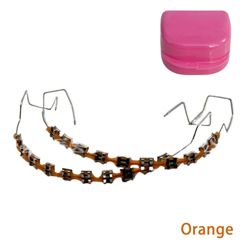 1 Pair Dental Fake Braces Temporary Tooth Decoration With Hook With Metal Wires Colorful Metal Bracket Ligature Ties Dental Tool