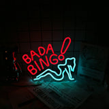 UponRay Bada Bing Neon Signs for Wall Decor for Man Cave Light Up Sign for Bedroom Bar Pub Store Club Party Dance Studio