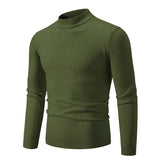 New Sweatwear Men's Half Neck Basic Solid Color Sweaters Round Neck Elastic Pullovers Warm Autumn Knitted Oversized Sweater Men